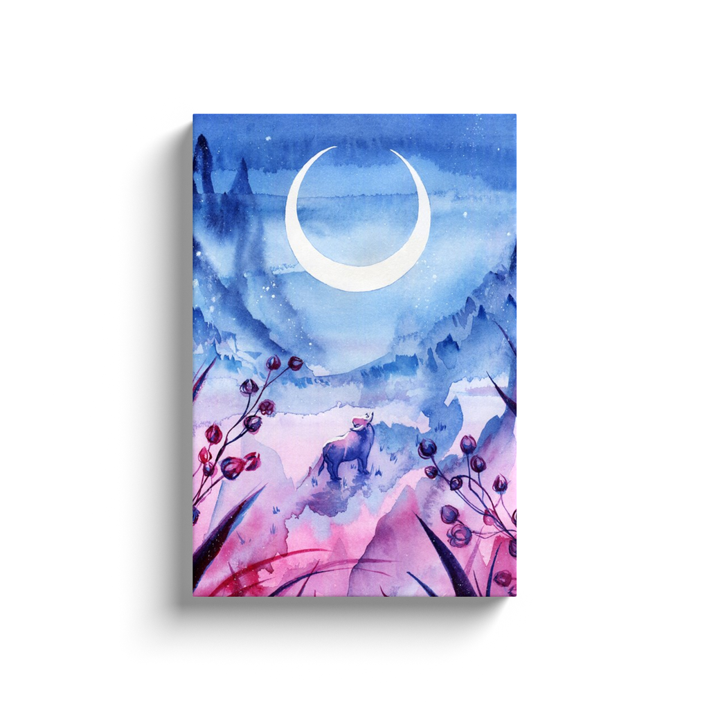 Ox Under the Moon - Canvas Wrap