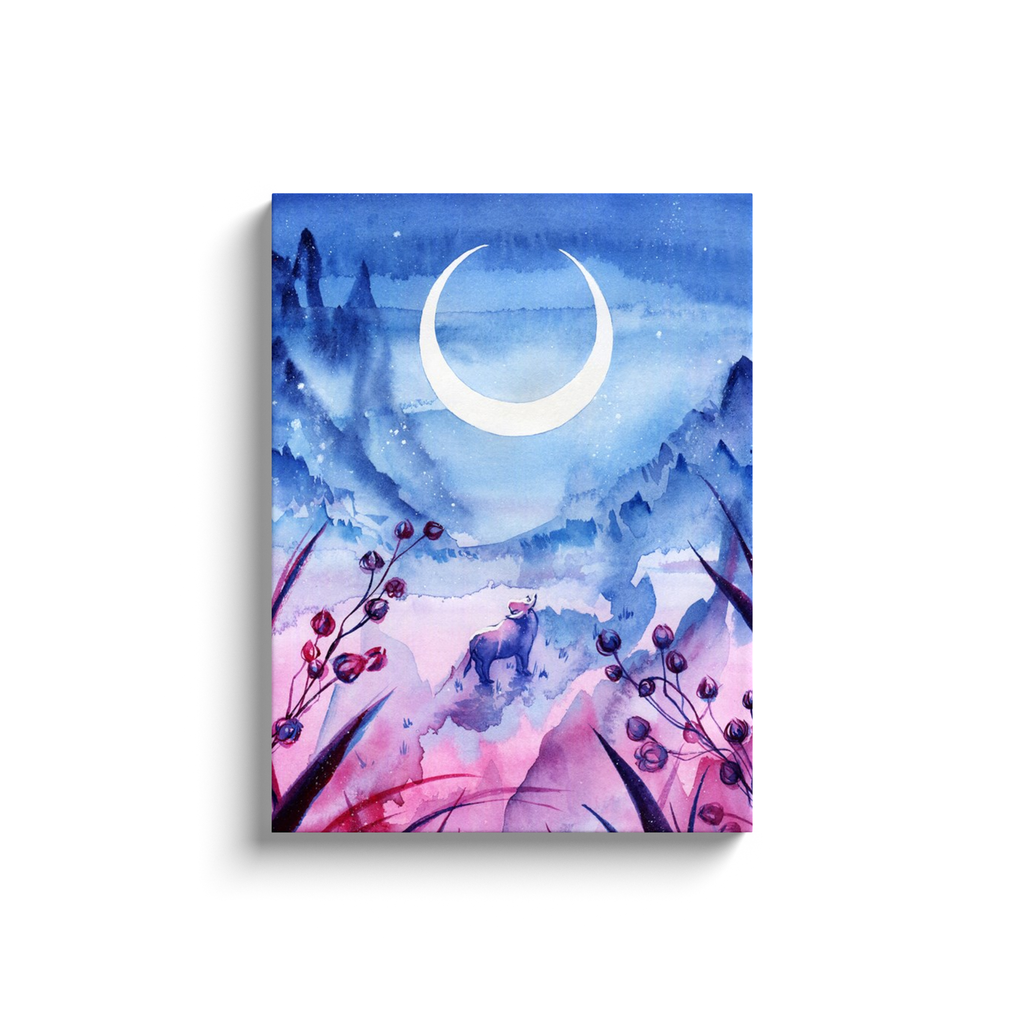 Ox Under the Moon - Canvas Wrap