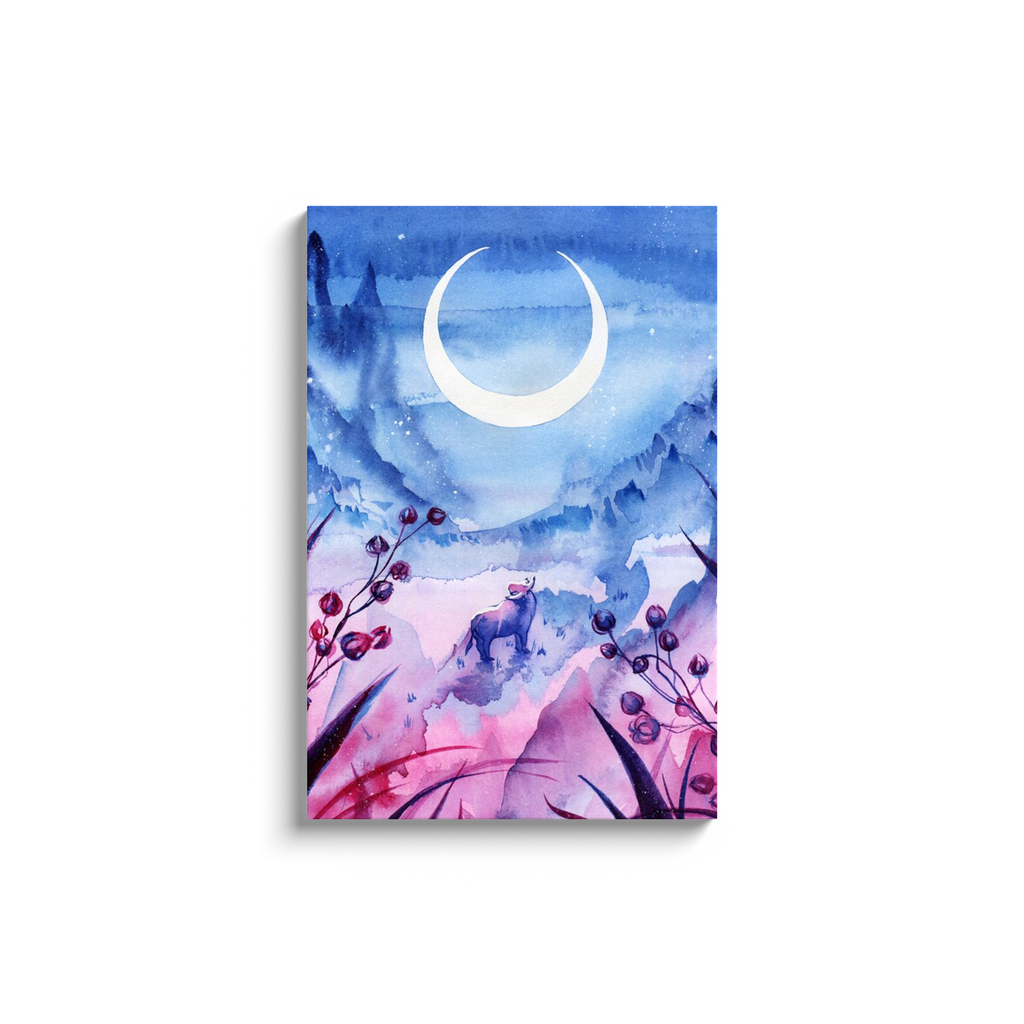 Ox Under the Moon - Canvas Wrap
